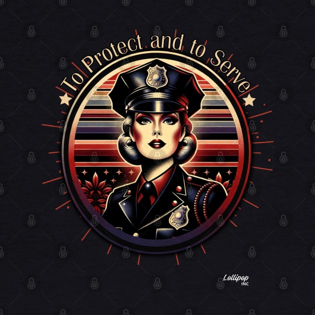 Vintage Vixen: Police Pinup Prowess Officer - Retro Funny Vintage Style by LollipopINC